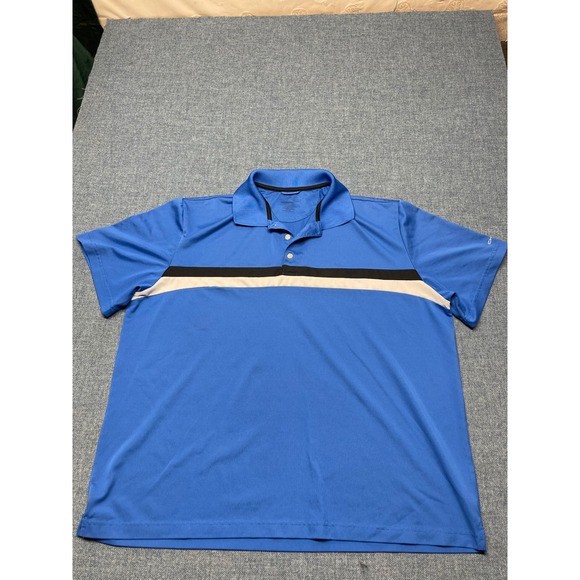 Chaps Other - CHAPS Mens Performance Polo Shirt Blue Striped Short Sleeve Golf Top Size XL